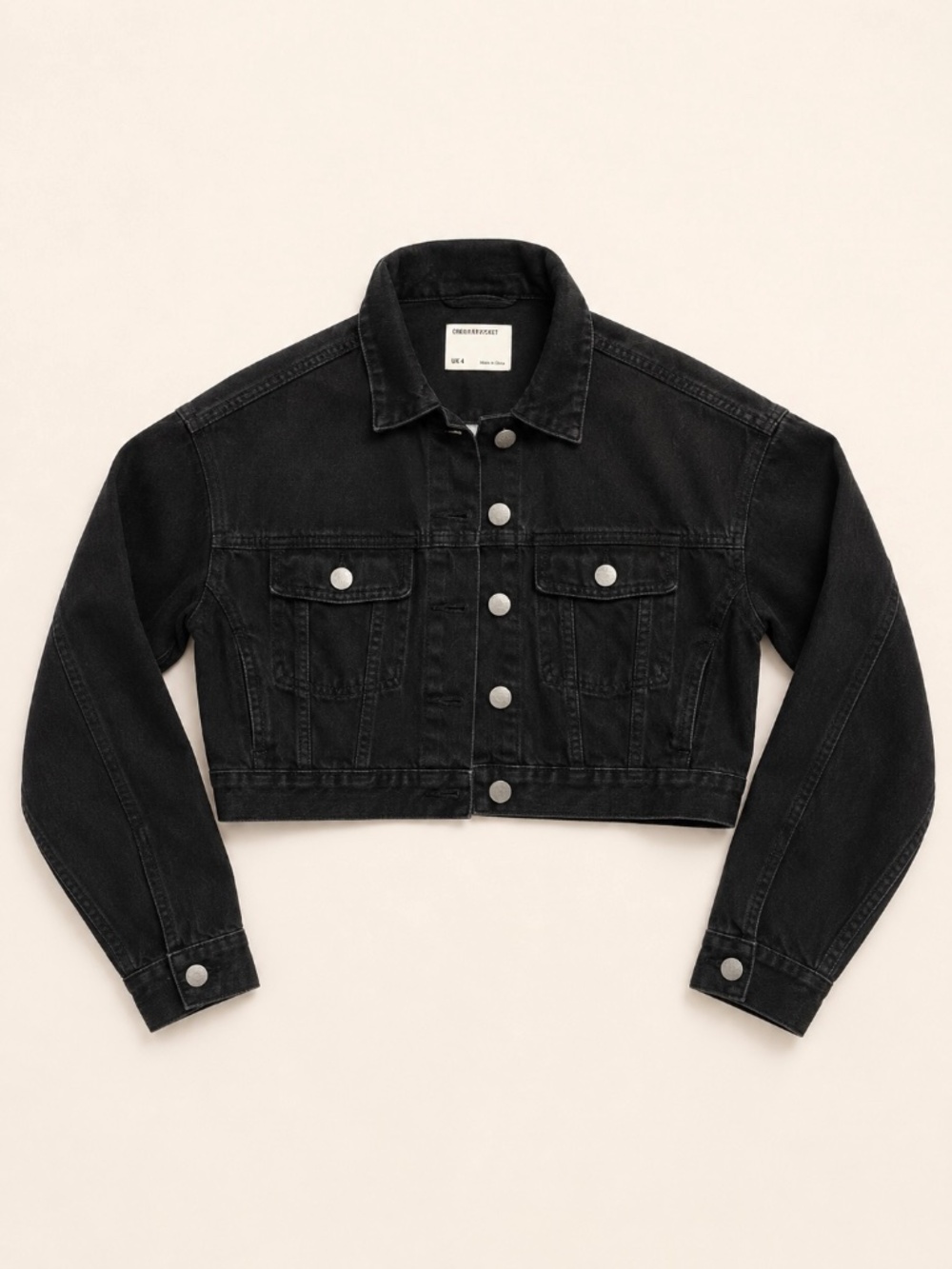 ASOS Black Cropped Denim Jacket Size XS